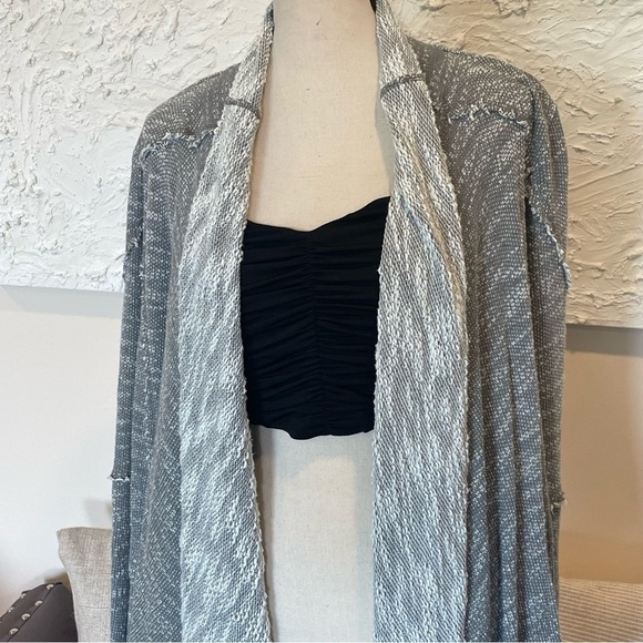 Free People In The Loop Open Front Long Heather Gray Draped Cardigan Sz XS - Picture 3 of 11